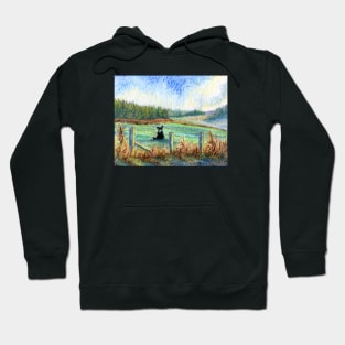 Border collie dog gazes out over the view of dreams Hoodie